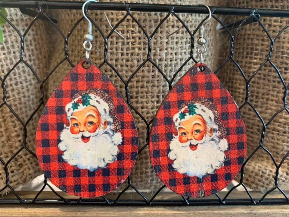 Santa Wood Earrings