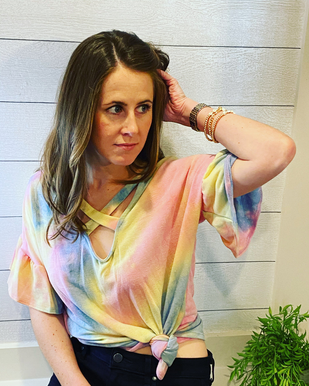 Tie Dye Flutter Sleeve